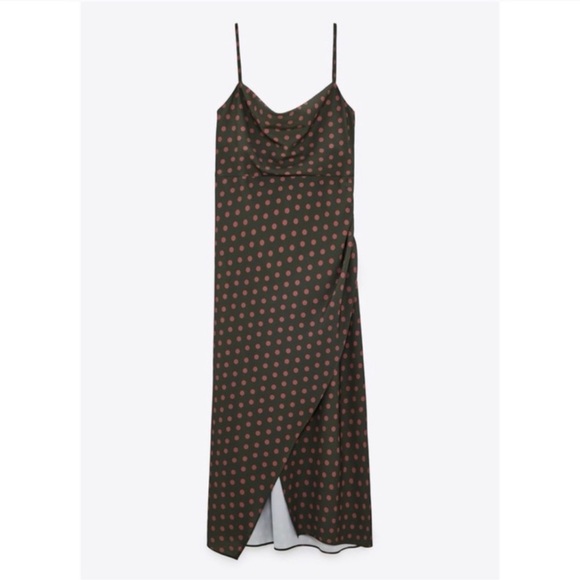 Zara | Dresses | Zara Polka Dot Slip Dress Khaki Pink | Poshmark